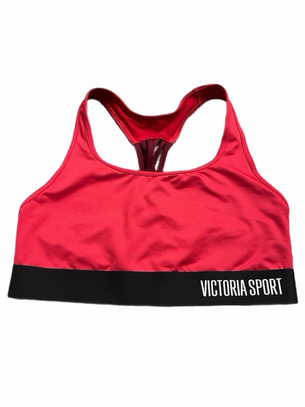 Victoria’s Secret Sport Racerback Strappy Logo Sports Bra (Red/Black) M